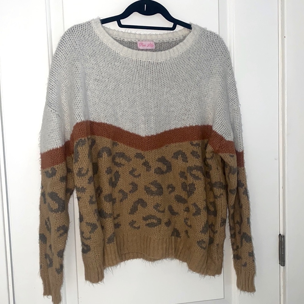 Pink Lily Leopard Sweater